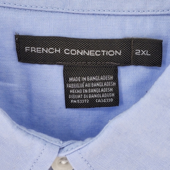 French Connection Men's Linen Button Down Collared Long Sleeve Shirt - 2XL - Picture 3 of 6